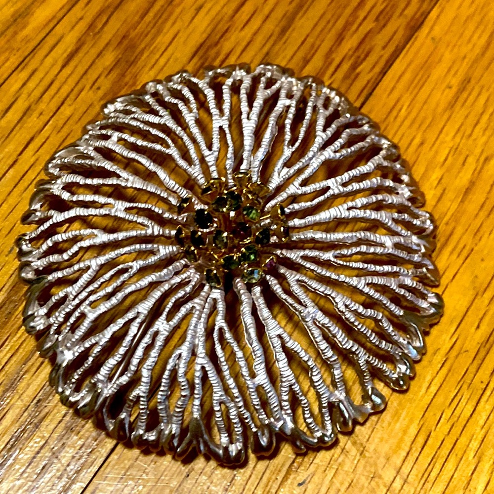 Vintage Floral Seashell Brooch
